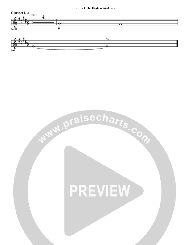 Hope Of The Broken World Clarinet 1/2 (G3 Worship)