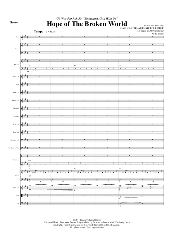 Hope Of The Broken World Conductor's Score (G3 Worship)