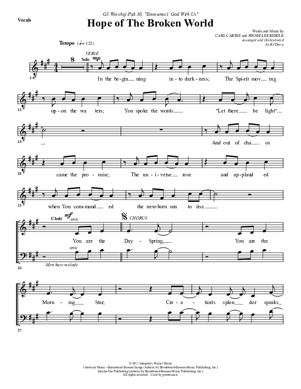 Hope Of The Broken World Lead Sheet (G3 Worship)