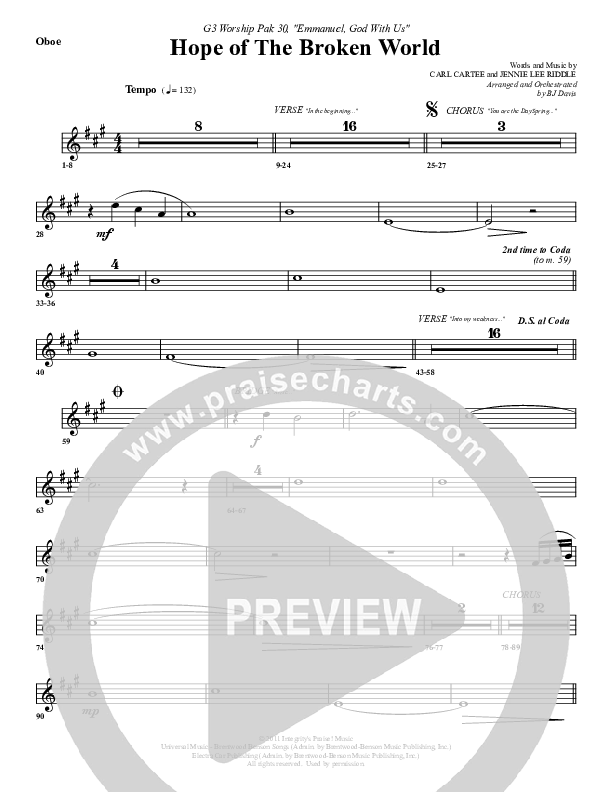 Hope Of The Broken World Oboe (G3 Worship)
