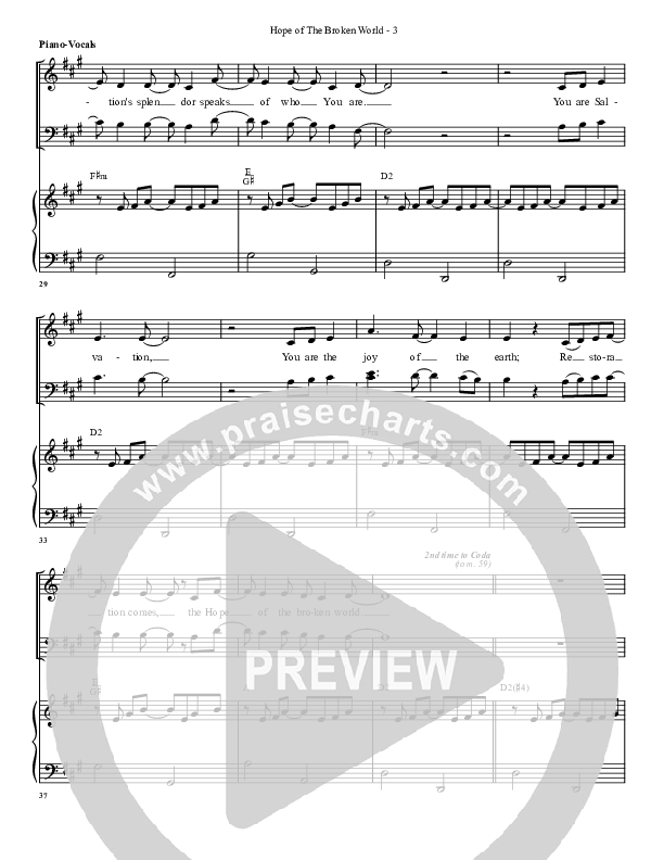Hope Of The Broken World Piano/Vocal (G3 Worship)