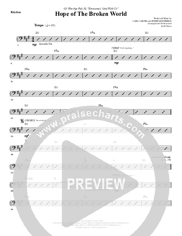 Hope Of The Broken World Rhythm Chart (G3 Worship)