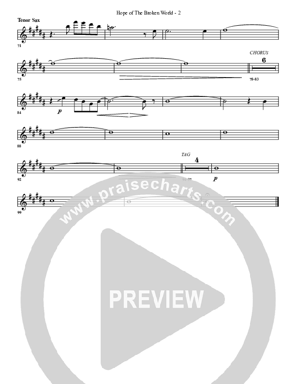 Hope Of The Broken World Tenor Sax 2 (G3 Worship)
