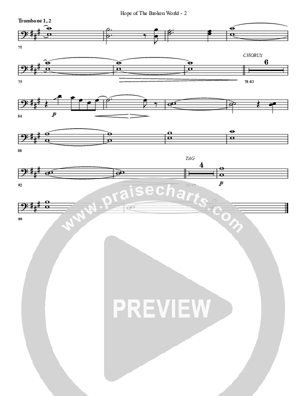 Hope Of The Broken World Trombone 1/2 (G3 Worship)