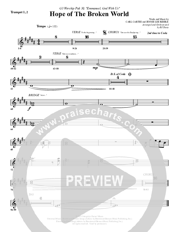 Hope Of The Broken World Trumpet 1,2 (G3 Worship)