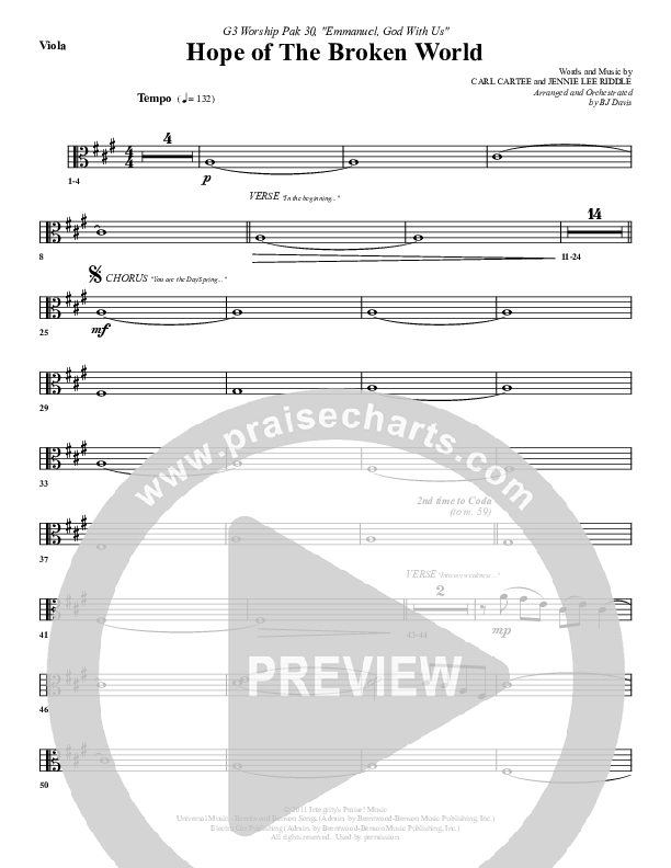 Hope Of The Broken World Viola (G3 Worship)