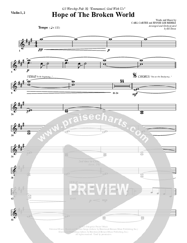 Hope Of The Broken World Violin 1/2 (G3 Worship)
