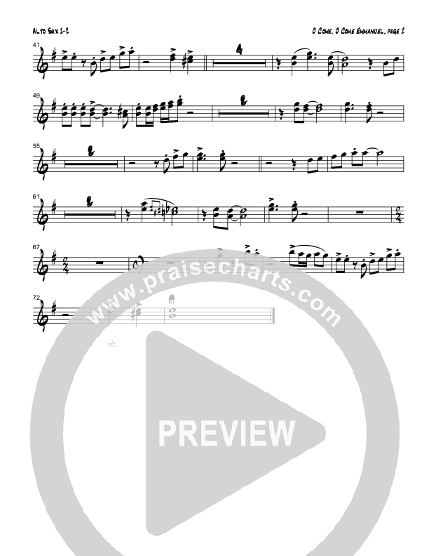 O Come O Come Emmanuel (Instrumental) Alto Sax 1/2 (Tom Payne)