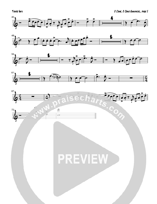 O Come O Come Emmanuel (Instrumental) Tenor Sax 2 (Tom Payne)