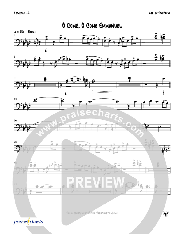 O Come O Come Emmanuel (Instrumental) Trombone 1/2 (Tom Payne)