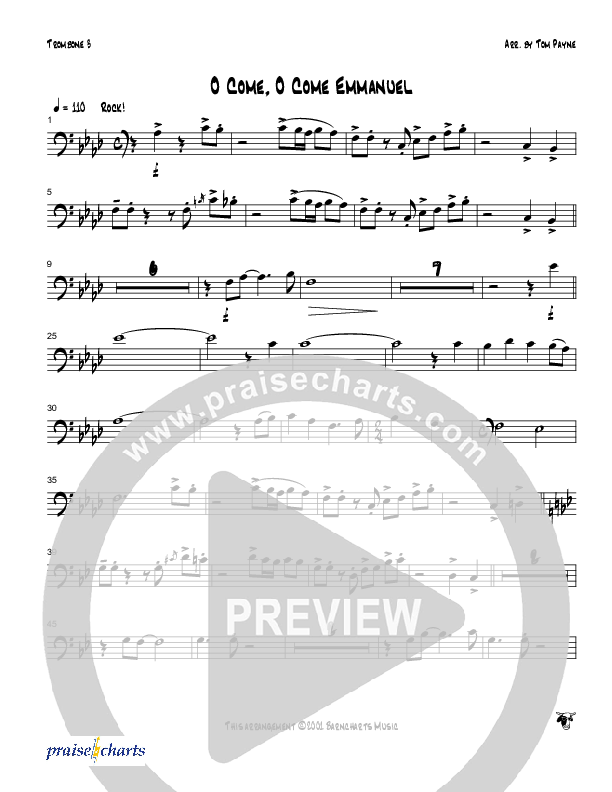 O Come O Come Emmanuel (Instrumental) Trombone 3 (Tom Payne)