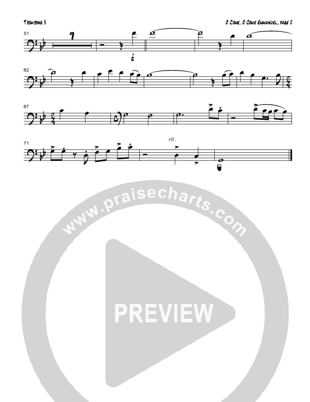 O Come O Come Emmanuel (Instrumental) Trombone 3 (Tom Payne)