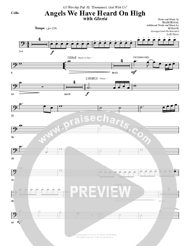 Angels We Have Heard On High Cello (G3 Worship)