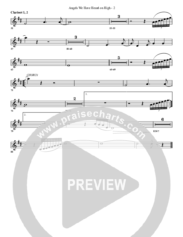 Angels We Have Heard On High Clarinet 1/2 (G3 Worship)