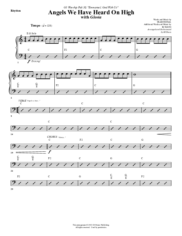 Angels We Have Heard On High Rhythm Chart (G3 Worship)