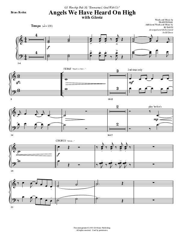 Angels We Have Heard On High Synth Brass (G3 Worship)