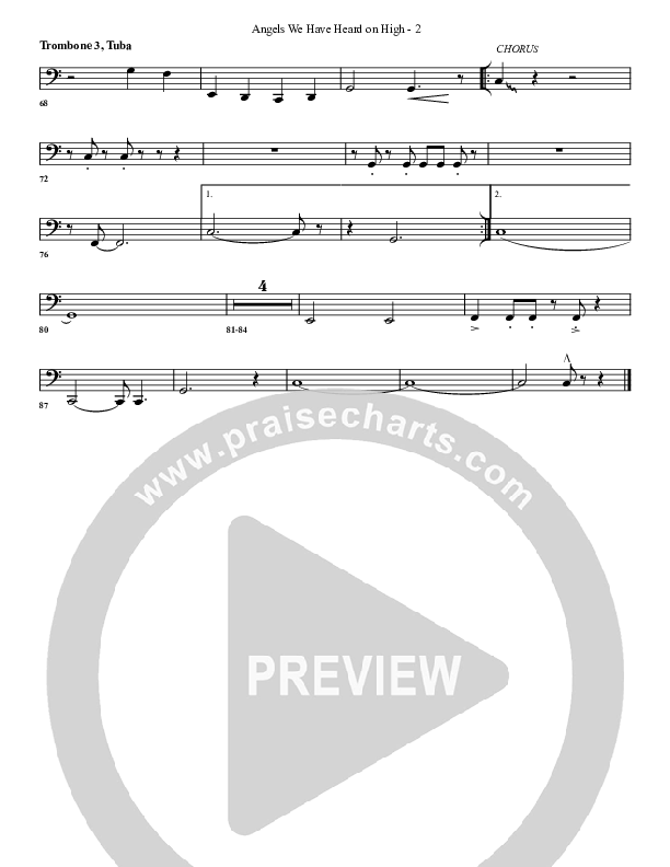 Angels We Have Heard On High Trombone 3/Tuba (G3 Worship)