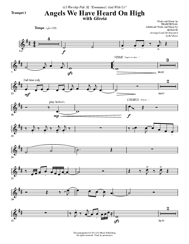 Angels We Have Heard On High Trumpet 3 (G3 Worship)