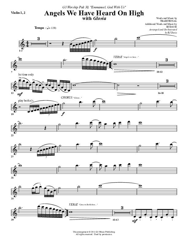 Angels We Have Heard On High Violin 1/2 (G3 Worship)