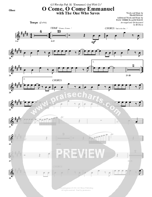 O Come O Come Emmanuel (with The One Who Saves) Oboe (G3 Worship)