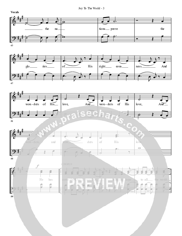 Joy To The World (with He Has Come) Choir Sheet (G3 Worship)