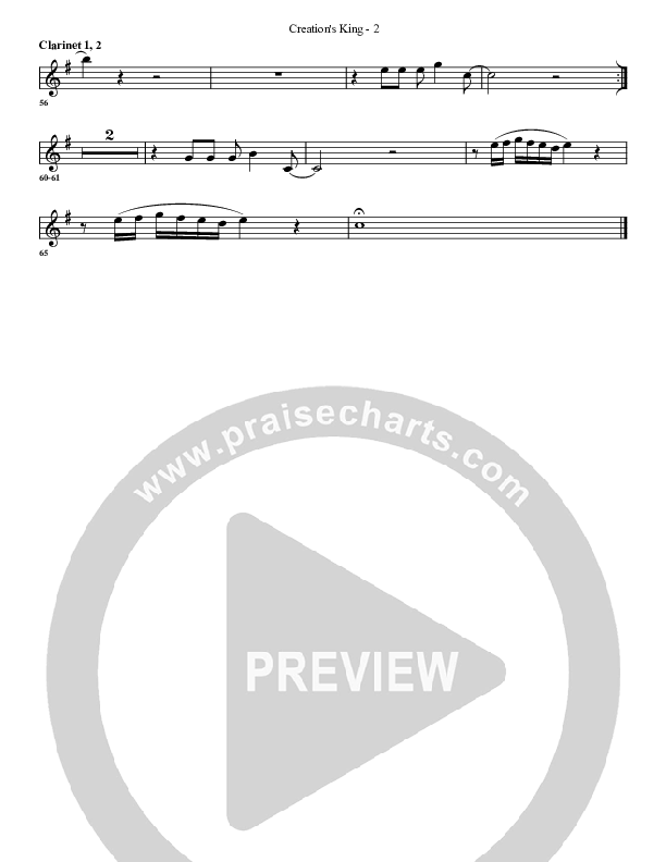 Creation's King Clarinet 1/2 (G3 Worship)