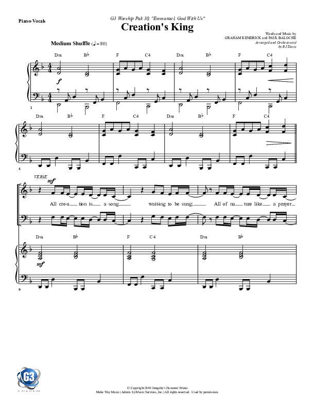 Creation's King Piano/Vocal (G3 Worship)