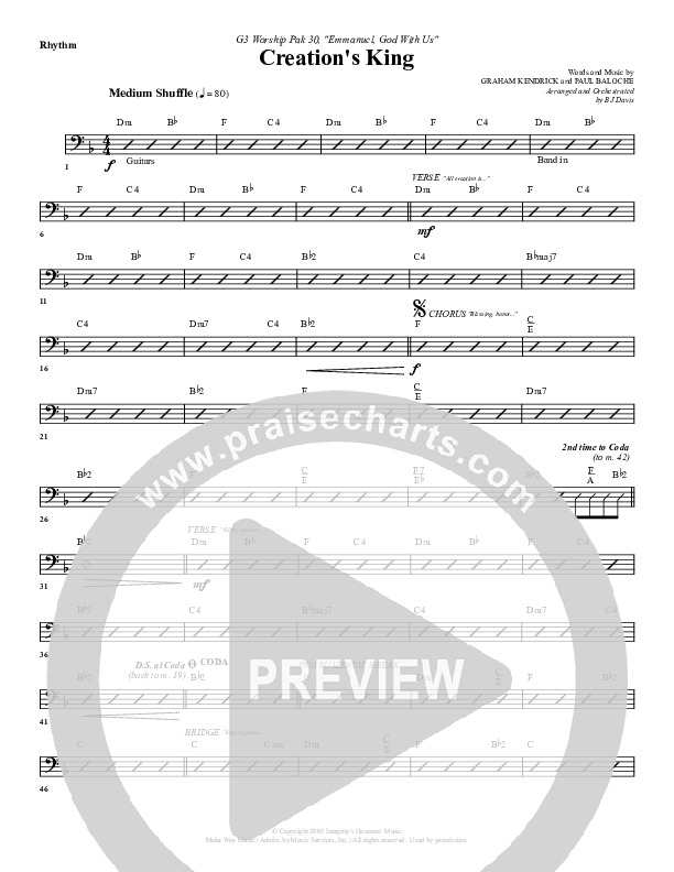 Creation's King Rhythm Chart (G3 Worship)