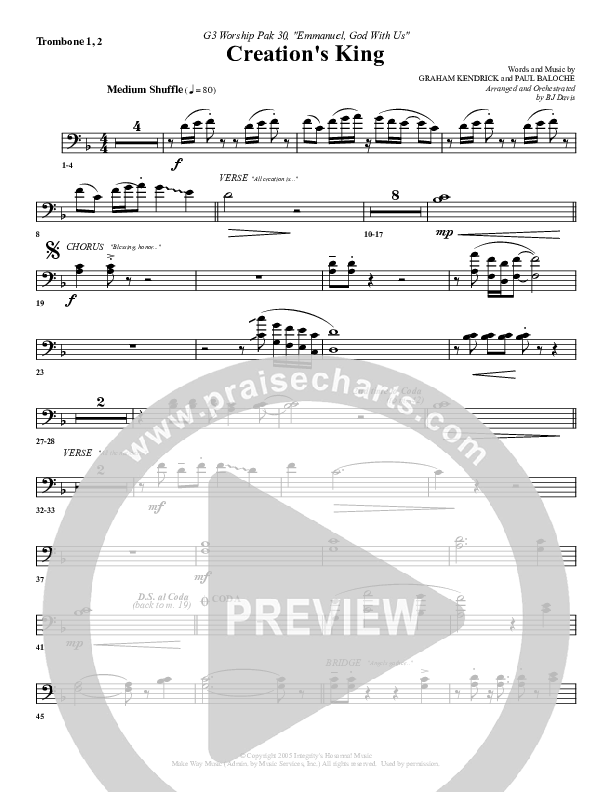 Creation's King Trombone 1/2 (G3 Worship)