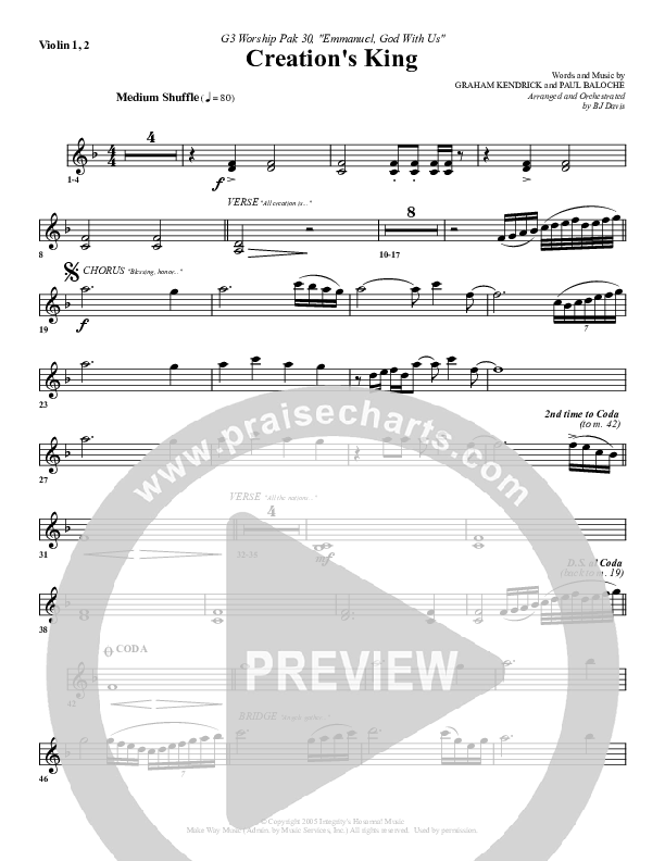 Creation's King Violin 1/2 (G3 Worship)