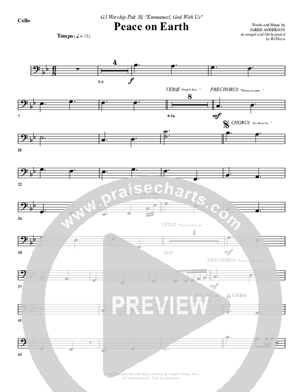 Peace On Earth Cello (G3 Worship)