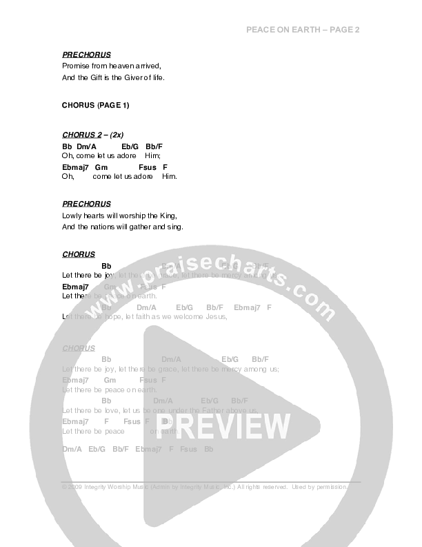 Peace On Earth Chord Chart (G3 Worship)