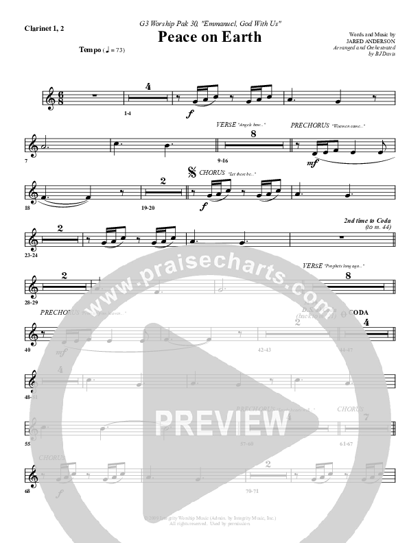 Peace On Earth Clarinet 1/2 (G3 Worship)