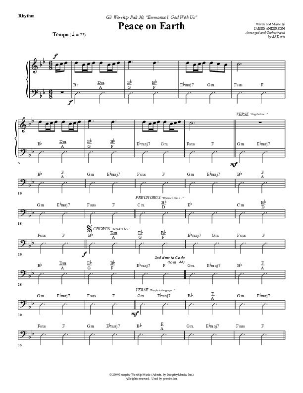 Peace On Earth Rhythm Chart (G3 Worship)