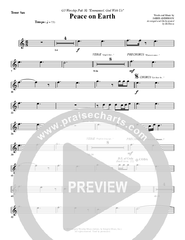 Peace On Earth Tenor Sax 2 (G3 Worship)