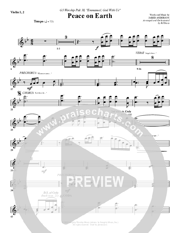 Peace On Earth Violin 1/2 (G3 Worship)