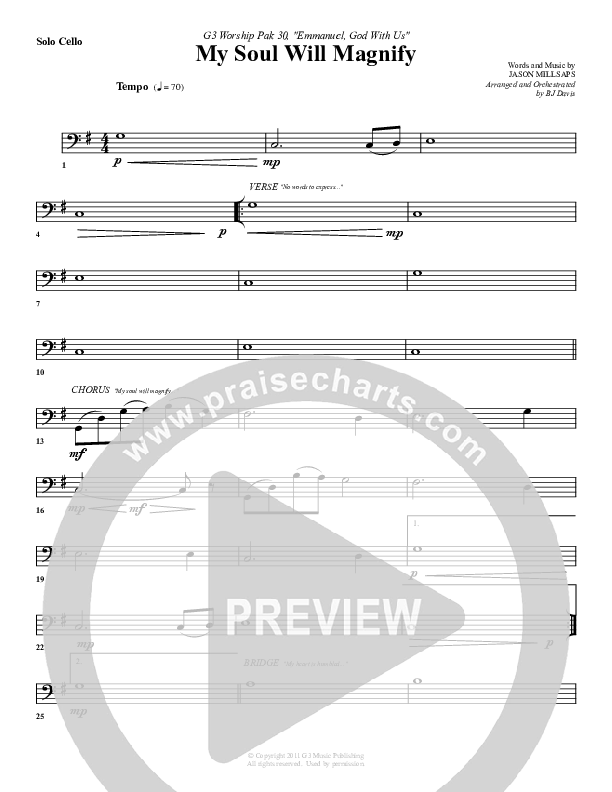 My Soul Will Magnify Cello/Bass (G3 Worship)