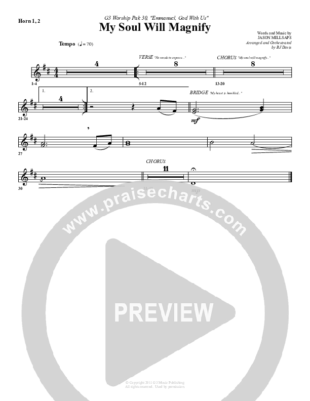 My Soul Will Magnify French Horn 1/2 (G3 Worship)