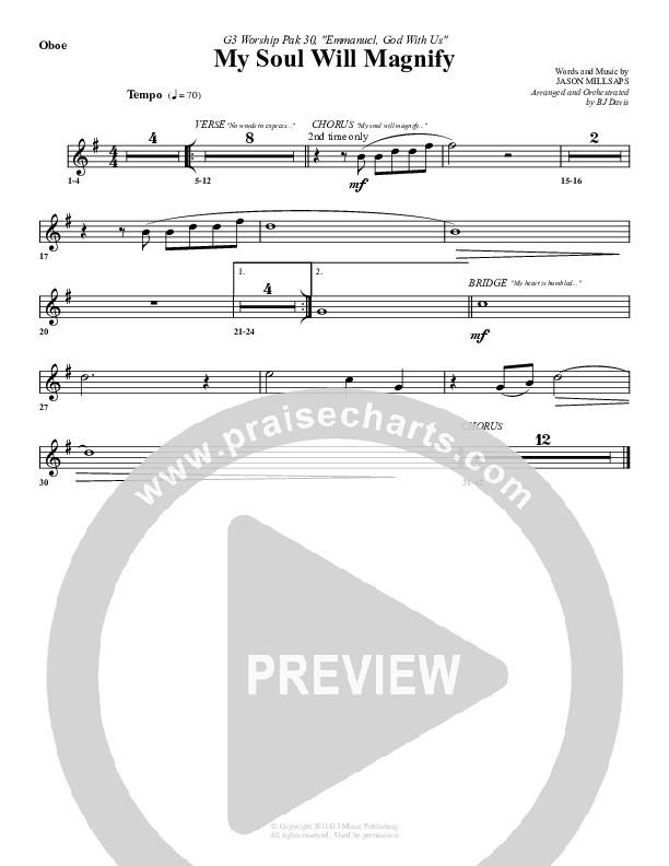 My Soul Will Magnify Oboe (G3 Worship)