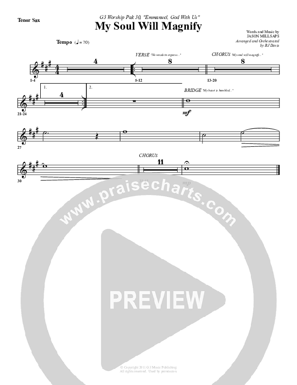My Soul Will Magnify Tenor Sax 2 (G3 Worship)