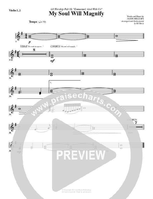 My Soul Will Magnify Violin 1/2 (G3 Worship)