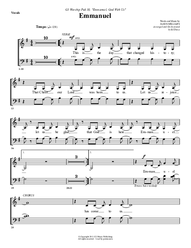 Emmanuel Choir Sheet (G3 Worship)