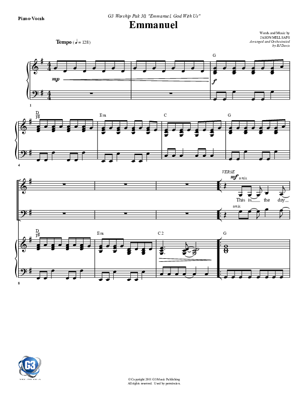 Emmanuel Lead & Piano (G3 Worship)
