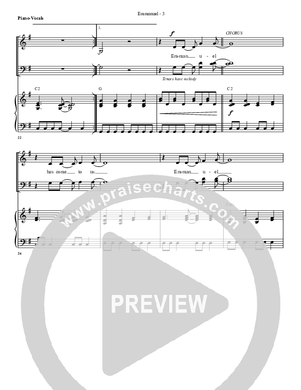Emmanuel Piano/Vocal (G3 Worship)