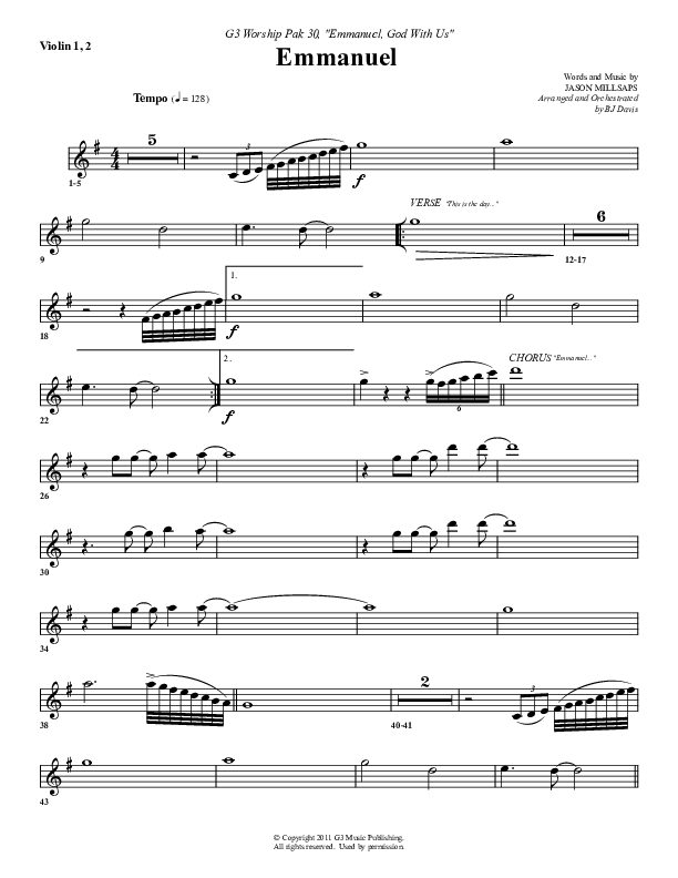 Emmanuel Violin 1/2 (G3 Worship)
