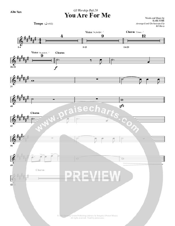 You Are For Me Alto Sax (G3 Worship)