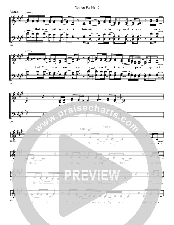 You Are For Me Choir Sheet (G3 Worship)
