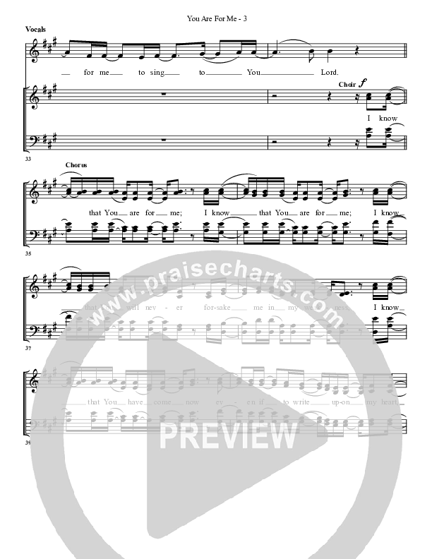 You Are For Me Choir Sheet (G3 Worship)