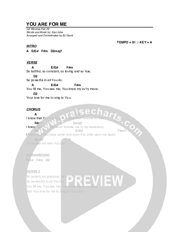 You Are For Me Chords & Lyrics (G3 Worship)
