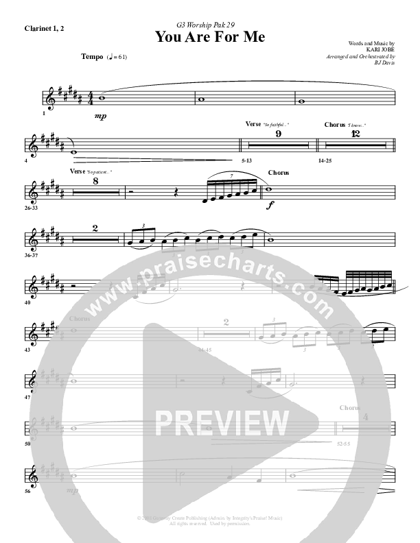 You Are For Me Clarinet 1/2 (G3 Worship)